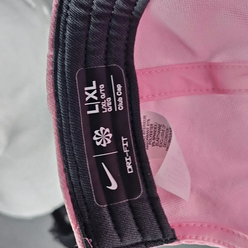 Nike Hat Mens L/XL Pink Club Cap Dri-FIT FB5625-690 Adjustable Swoosh Logo